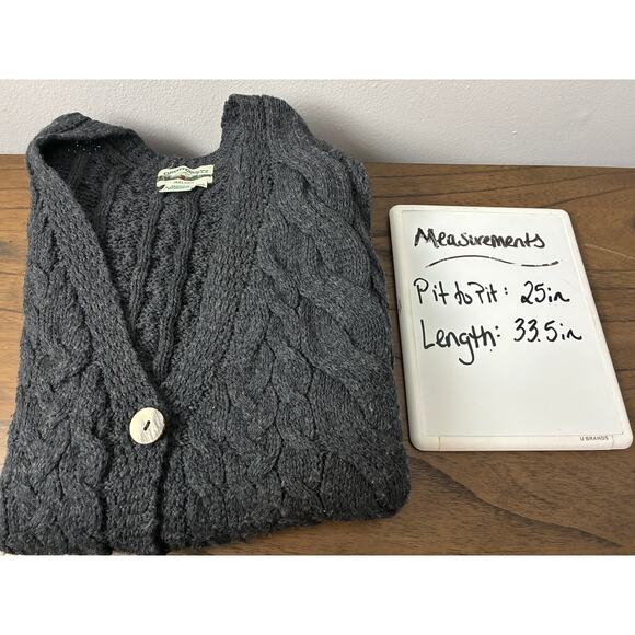 Aran Crafts 100% Merino Wool Sweater Vest Womens XXL Gray Cable Knit Fisherman - Picture 6 of 6
